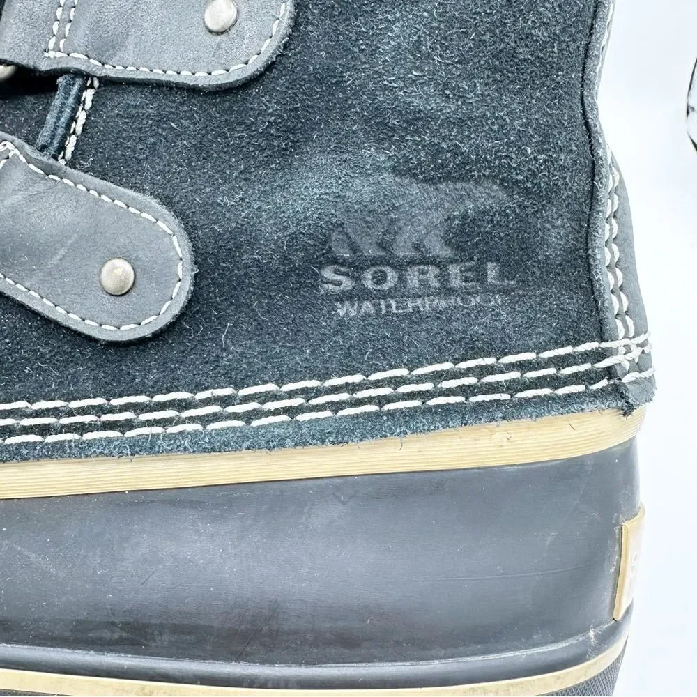 SOREL Black Suede‎ JOAN OF ARTIC Faux Fur Trimmed Snow Boot Sz 8
